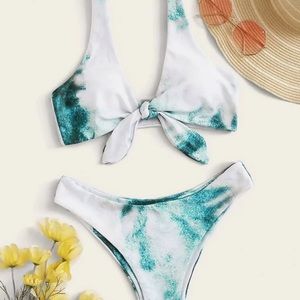 Tie dye front knot bikini